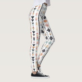 Boho Tribal Aztec Vertical Stripes Cream Rust Blue Leggings (Rechts)