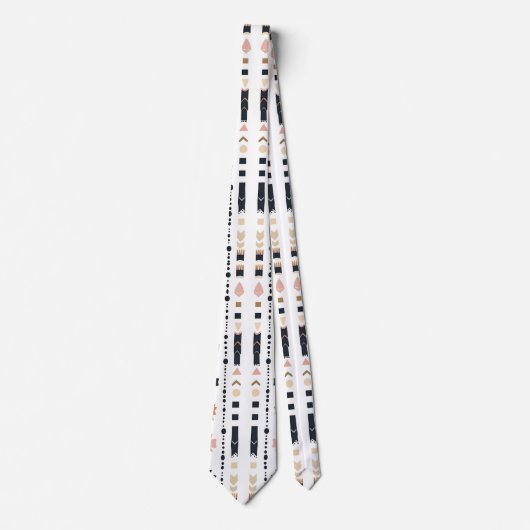 Boho Tribal Aztec Vertical Stripes Cream Rust Blue Stropdas (Voorkant)