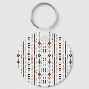Boho Tribal Aztec Verticale Strepen Crème Roest Bl Sleutelhanger