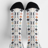 Boho Tribal Aztec Verticale Strepen Crème Roest Bl Sokken (Top)