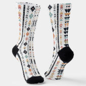 Boho Tribal Aztec Verticale Strepen Crème Roest Bl Sokken (Gebogen)