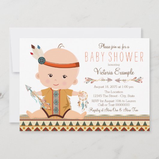 Boho Tribal Baby shower Kaart (Voorkant)