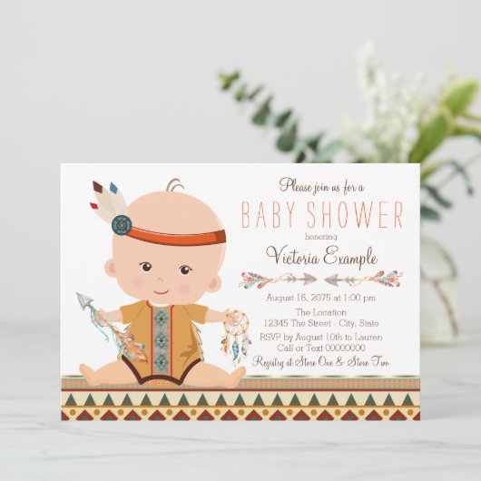 Boho Tribal Baby shower Kaart (Staand voorkant)