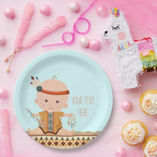 Boho Tribal Baby shower Papieren Bordje (Feest)