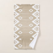 Boho Tribal Beige White Geometric Bad Handdoek (Handdoek)