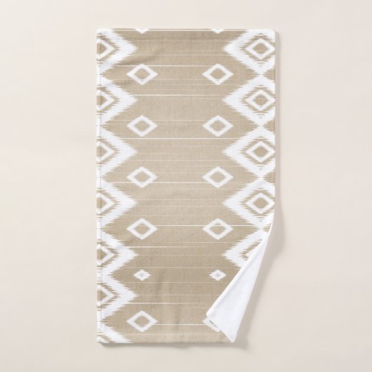 Boho Tribal Beige White Geometric Bad Handdoek (Handdoek)
