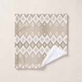 Boho Tribal Beige White Geometric Bad Handdoek (Wasdoekje)
