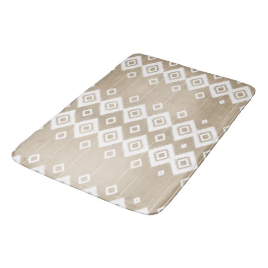 Boho Tribal Beige White Geometric Badmat (Gekanteld)