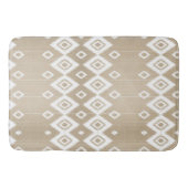 Boho Tribal Beige White Geometric Badmat (Voorkant)