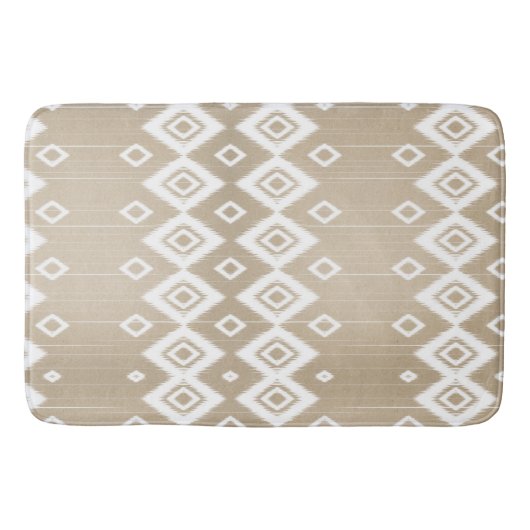Boho Tribal Beige White Geometric Badmat (Voorkant)
