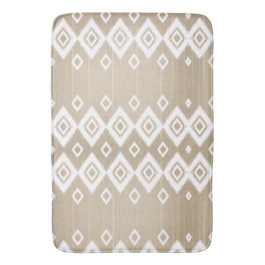 Boho Tribal Beige White Geometric Badmat (Voorkant Verticaal)
