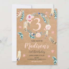 Boho Tribal Birthday Uitnodiging voor een meisje O