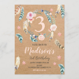 Boho Tribal Birthday Uitnodiging voor een meisje O