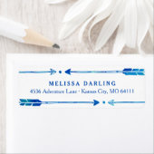 Boho Tribal Blauw & Blauwgroen Pijl Adresetiketten Etiket (Insitu)