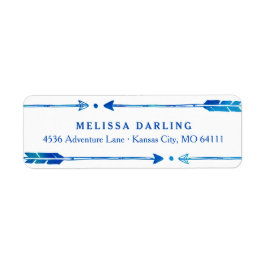 Boho Tribal Blauw & Blauwgroen Pijl Adresetiketten Etiket