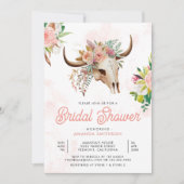 Boho Tribal Bloem Cow Skul Bruidsdiner Uitnodiging (Voorkant)