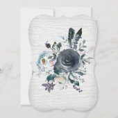 Boho Tribal Bloem Hoorns Trouw Uitnodiging Navy (Achterkant)