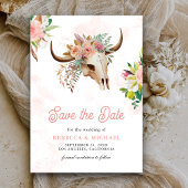 Boho Tribal Bloemen Koe Schedel Huwelijk Save The Date