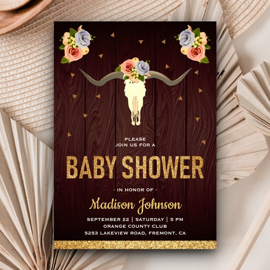 Boho Tribal Bloemenschedel Baby Shower Kaart