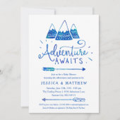 Boho Tribal Blue "Adventure Awaits" Baby shower Kaart (Voorkant)