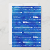 Boho Tribal Blue "Adventure Awaits" Baby shower Kaart (Achterkant)