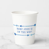 Boho Tribal Blue "Adventure Awaits" Baby shower Papieren Bekers (Achterkant)