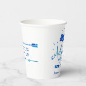 Boho Tribal Blue "Adventure Awaits" Baby shower Papieren Bekers (Rechts)