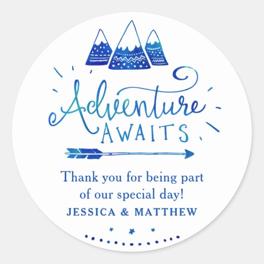 Boho Tribal Blue Adventure Baby shower Stickers (Voorkant)