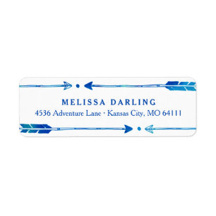 Boho Tribal Blue & Blauwgroen Arrow-Adresetiketten Etiket