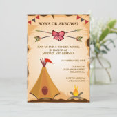 Boho Tribal Bogen of Pijlen Geslacht Reveal Feest Kaart (Staand voorkant)