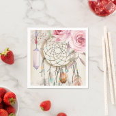 Boho Tribal Chic DreamCatcher & Rozen Papier serve Servetten (Insitu)