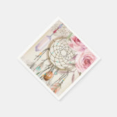 Boho Tribal Chic DreamCatcher & Rozen Papier serve Servetten (Hoek)