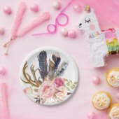 Boho Tribal Chic Feathers and Rozen Paper Bord (Feest)