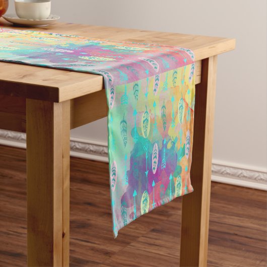 Boho Tribal Chic Feathers & Arrows Table Runner Korte Tafelloper (Voorbeeld)