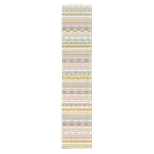 Boho Tribal Chic Geometric Stripes Table Runner Korte Tafelloper (Voorkant)