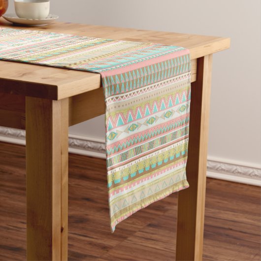 Boho Tribal Chic Geometric Stripes Table Runner Korte Tafelloper (Voorbeeld)