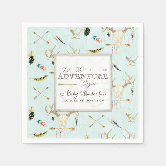 Boho Tribal Deer Crossed Arrows Boy Baby shower Servetten (Voorkant)