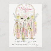 Boho Tribal Dream Catcher Feathers Flowers Native Briefkaart (Voorkant)