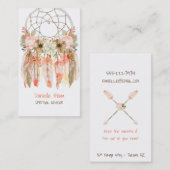 Boho Tribal Dream Catcher Pijlen Veren Bloemen Visitekaartje (Voorkant / Achterkant)
