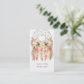 Boho Tribal Dream Catcher Pijlen Veren Bloemen Visitekaartje (Staand voorkant)