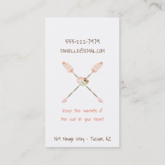 Boho Tribal Dream Catcher Pijlen Veren Bloemen Visitekaartje (Achterkant)