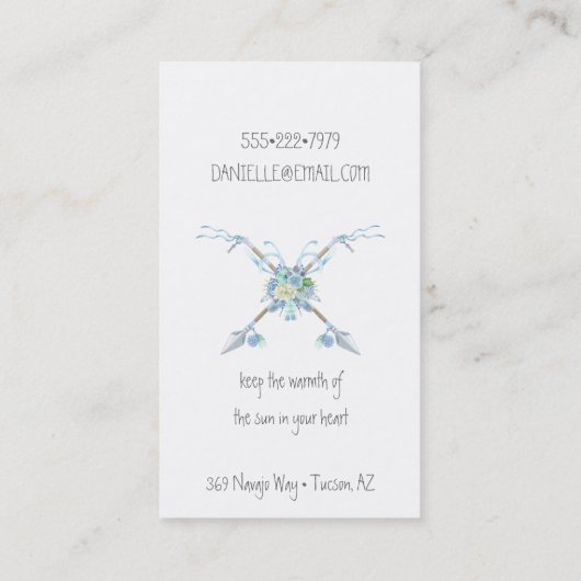 Boho Tribal Dream Catcher Pijlen Veren Bloemen Visitekaartje (Achterkant)