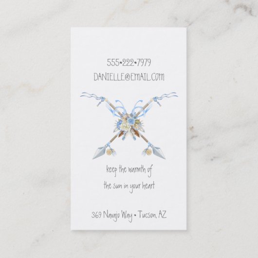 Boho Tribal Dream Catcher Pijlen Veren Bloemen Visitekaartje (Achterkant)