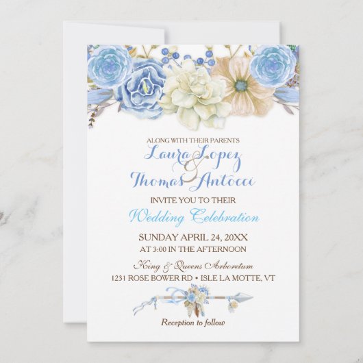 Boho Tribal Dream Catcher Waterverf Blue Beige Kaart (Achterkant)