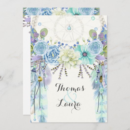 Boho Tribal Dream Catcher Waterverf Turquoise Kaart (Voorkant / Achterkant)