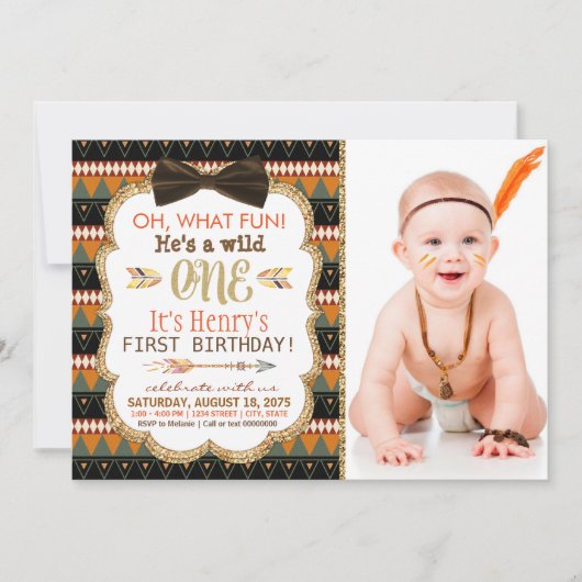 Boho Tribal eerste verjaardagsfeest Kaart (Voorkant)