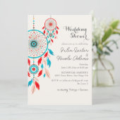 Boho Tribal Feather Dreamcatcher Bruiloft Borrel Kaart (Staand voorkant)