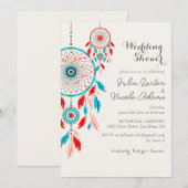 Boho Tribal Feather Dreamcatcher Bruiloft Borrel Kaart (Voorkant / Achterkant)