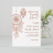 Boho Tribal Feather Dreamcatcher Bruiloft Folie Uitnodiging (Staand Voorkant)