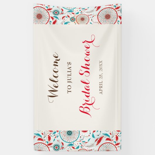 Boho Tribal Feather Dreamcatcher Vrijgezellenfeest Spandoek (Verticaal)